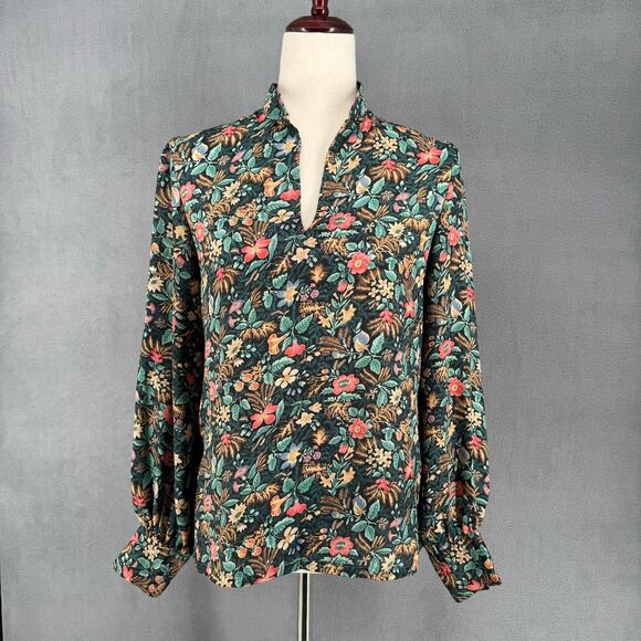 Vintage Addenda Polyester Floral Skirt Blouse Matching Set Womens 8/10 Green - Picture 5 of 11